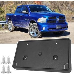 Front License Plate Frame for 2013-2018 Ram 1500 & 2019-2024 Ram 1500 Classic (DS) Front Bumper License Plate Holder Mounting Bracket (for Plastic Bumper ONLY/ 2Piece Type Bumper) Replace # 68141642AA