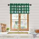 NICETOWN Valences Buffalo Check Kitchen Tier Curtains, Classic Plaid Gingham Farmhouse Window Curtain Valance for Windows Living Room Bedroom, Rod Pocket, Green & White, 52"x 18"