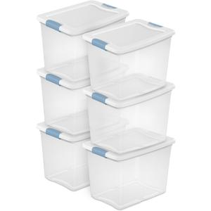 Sterilite Latching Box with Lids for Home and Office, 25 Quart, 6-Pack