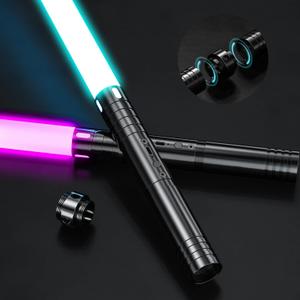 Lightsaber, Light Sabers with RGB 15 Colors, USB Rechargeable Lightsabers with FX Sound and Motion Sensors, Light Saber Sword Toy for Kids, Halloween Xmas Gift, Galaxy War Fighters Cosplay, 2Packs