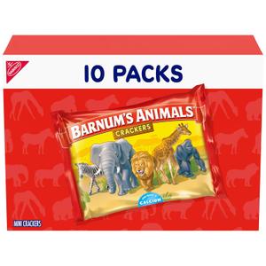 BARNUM'S Original Animal Crackers, Kids Snacks, 10 Snack Packs (EXP 11/26/26)