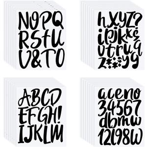 Outus 576 Pieces 8 Sheets Letters Stickers Self Adhesive Vinyl Letter Alphabet Number Stickers Mailbox Numbers Sticker, Decals for Classroom Decor, Sign, Door(Black, 4 Inch)