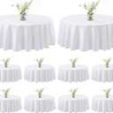  joybest 10 Pack Round Tablecloths - 60 Inches in Diameter White Table Cloth Fit 20 to 42 Inches Tables, Washable Polyester Fabric Table Cover for Dining, Buffet Party, Wedding