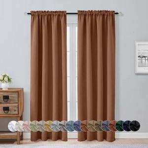 Aiyufeng Sun Baked Blackout Curtains for Bedroom 84 Inch Length 2 Panels Set, Solid Thermal Insulated Privacy Living Room Window Treatment Curtains Blackout Drapes, W40 x L84 Inch, Sun Baked