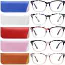 VIDEBLA 5 Pack Blue Light Blocking Reading Glasses, Spring Hinge Computer Readers for Women Men, Anti UV Ray Filter Nerd Eyeglasses(Mix-2, 1.50)