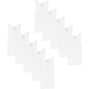 Hanes Boys Tank Cotton Undershirt, EcoSmart, 10 Pack, White