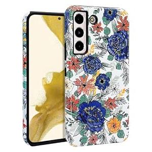 J.west for Samsung Galaxy S22 Plus Case Cute Floral Phone Case Dual-Layer Hybrid PC+TPU Slim Shockproof Phone Cover for Women Girls