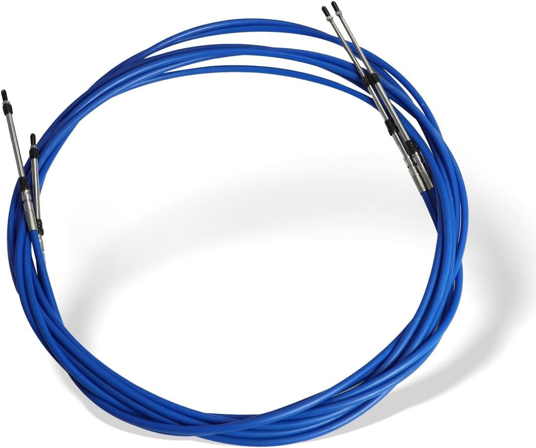 Marine Throttle Shift Control Cable 3300/33C Blue Compatible with Marine Outboard Engine Control Box (18ft/5.4 Meter, 2Pcs)
