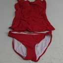 Tankini Swimsuits for Women Tummy Control Bathing Suits Halter Ruched Tops Two Piece Swimwear Sets (Medium, Red)