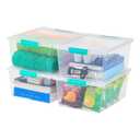 IRIS USA 12 Qt. Plastic Storage Bins Containers with Lids, 4 Pack, Small Sensory Bin, Craft Storage, Craft Organizers & Storage, Organizing Container for Home, Office & Art Supplies, Stackable, Clear