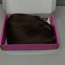 Esmee 14 Inches Short Dark Brown Wig with Bangs Slightly Curly Hair Ends Natural Synthetic Hair Straight Wigs for Women Daily Party Cosplay Wear