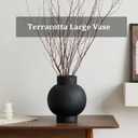 Large Ceramic Vase, 11.6 Inch Rustic Farmhouse Decorative Flower Vase Big Pottery Terracotta Vase for Home Decor, Table Centerpiece, Living Room, Floor, Bathroom, Wedding (Black)