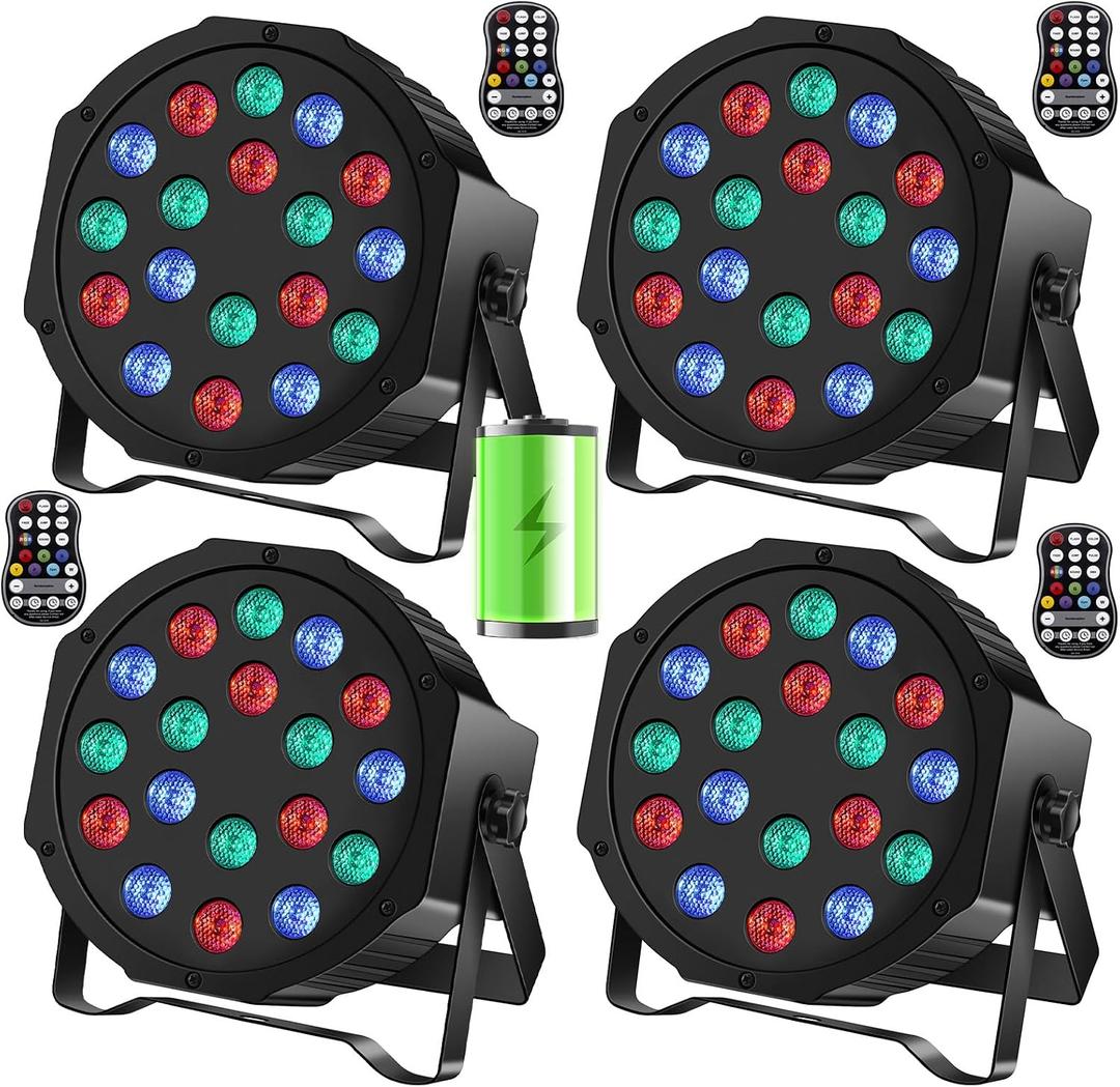 U`King LED Par Lights DJ Stage Light RGB 36 LED with Sound Activated Remote Control DJ Uplighting for Wedding Party Club Christmas Stage Lighting (4 Packs)