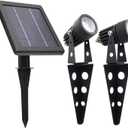 MINI 50X Twin Solar-Powered Cast Aluminium Warm White LED Spotlight 60-100 Lumen Per Light Fixture for Outdoor Garden Yard Landscape Downlight