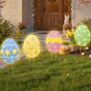 EAMBRITE Easter Decorations Outdoor Easter Egg Lights, Lighted Large Eggs Stake/Hanging/Table with Timer for Yard Signs, Window, Home, Pathway, Lawn, Garden, Spring, Indoor Outside Decor