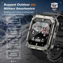 Military Smart Watches for Men(Answer/Make Call), 1.9" Outdoor Sports Fitness Tracker with Heart Rate/Blood Pressure/Sleep Monitor,100M Waterproof Rugged Smart Watch for Android Phones&iPhone(2 Bands)