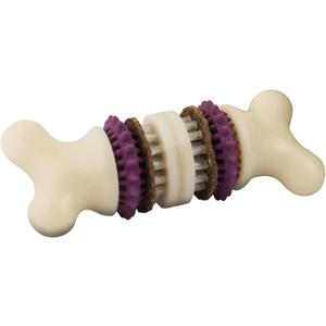 PetSafe Busy Buddy Bristle Bone - Chew Toy for Dental Health Support - Durable Dog Plaything for Tough Chewers - Includes 4 Refillable Treat Rings - Safe Chew Toy for Large Dogs (50-90 lbs) (Large (Pack of 1))