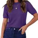 RUMIA Short Sleeve Sweaters for Women Summer Lightweight Loose Business Casual Tops (Purple, XL)