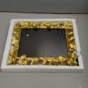 Cuspin 6x8 Picture Frame, Vintage Ornate Gold Resin Frame with Glass Front, Ginkgo Leaf Textured, Tabletop Display & Wall Hanging, Retro Home Decor