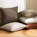 20x20 Inch Set of 2 Decorative Linen Solid Throw Pillow Covers Boho Accent Farmhouse Couch Pillowcases Modern Netural Home Decor for Couch Sofa Living Room Bed,Light Brown