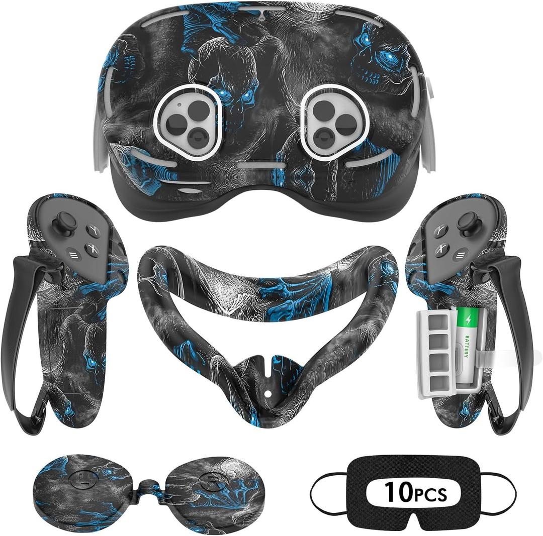Rechale Silicone Cover Set Compatible with Oculus/Meta Quest 3S, VR Accessories for Meta Quest 3S, Protective Cover Set Includes Controller Grip Cover, Face Cover, VR Shell Cover (Phantom)