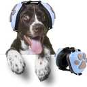 Famikako Upgraded Dog Ear Muffs for Noise Protection - 22dB NRR Noise Cancelling Headphones with Dog Paw Design, Calming Earmuffs for Thunder, Fireworks & Hunting (XXL, Light Blue-Gray)