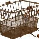 Retrospec Apollo Detachable Front Bike Basket Steel Half-Mesh with Integrated Detachable Hooks and Built-In Handle, Easy Assembly and Portability for Bicycles, One Size