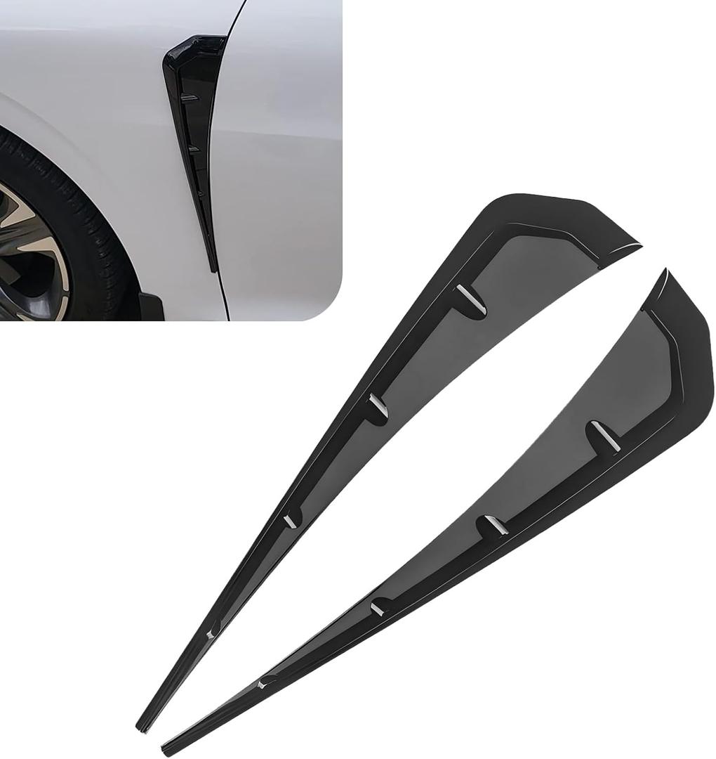 2 PCS Car Fender Side Vents, ABS Front Spoiler Sticker, Stylish Sporty Vehicle Side Wing Fender Modifications Decoration, Universal Car Exterior Accessories (Black)