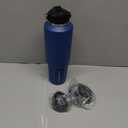 HYDROWION 40 oz Insulated Water Bottle, Car Water Bottle Holder - Double Wall Vacuum Insulated Travel Bottle with Straw Lid, Spout Lid and Flex Cap - Cold for 24H, Hot for 12H, Cobalt (BJ-CT)