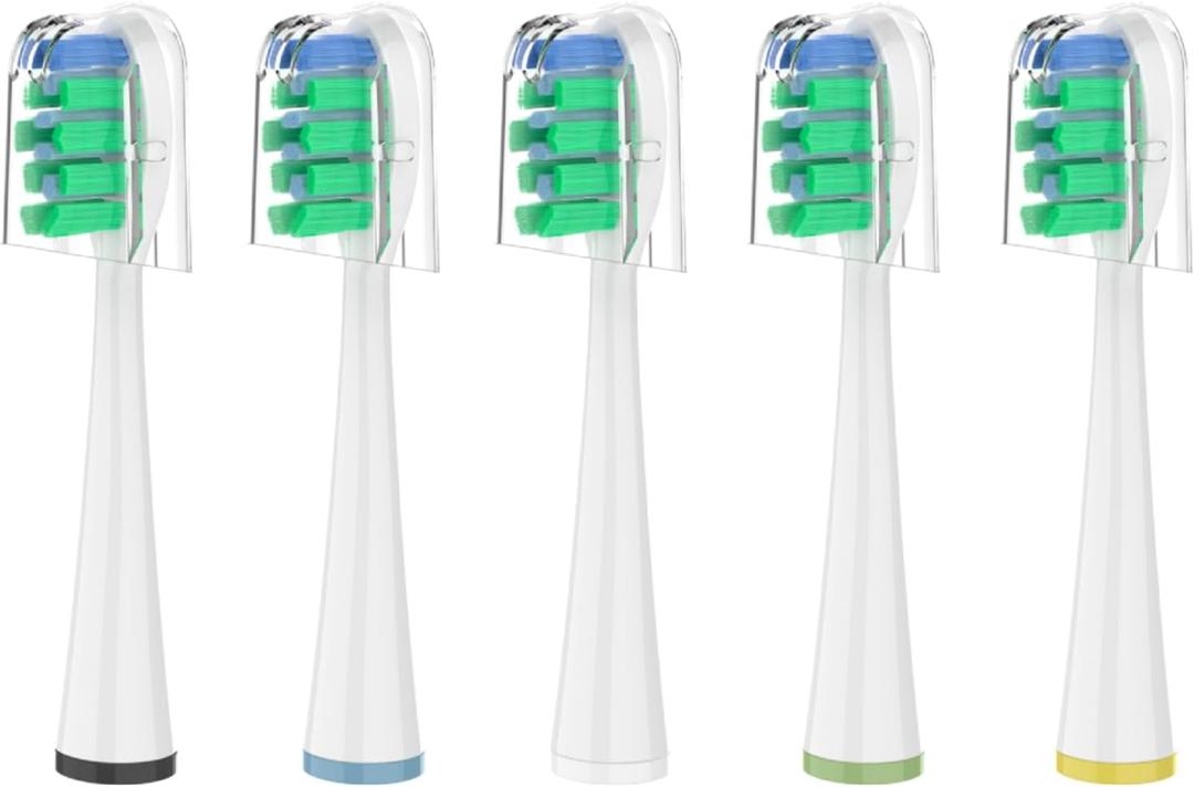 Replacement Brush Heads for Waterpik Sensonic Complete Care Toothbrush, with Covers, Compact, White, 5 Count