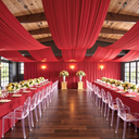Outpain 50ftx20ft Red Backdrop Ceiling Drapes,10Panels 20ft Height Wrinkle Free Tent Draping Curtains, Fabric Drapery Ceiling Drapes for Wedding Ceremony Birthday Theme Parties with Rod Pocket