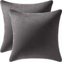 DEZENE Throw Pillow Covers 22x22 Dark-Grey: 2 Pack Cozy Soft Velvet Square Decorative Pillow Cases for Farmhouse Home Decor