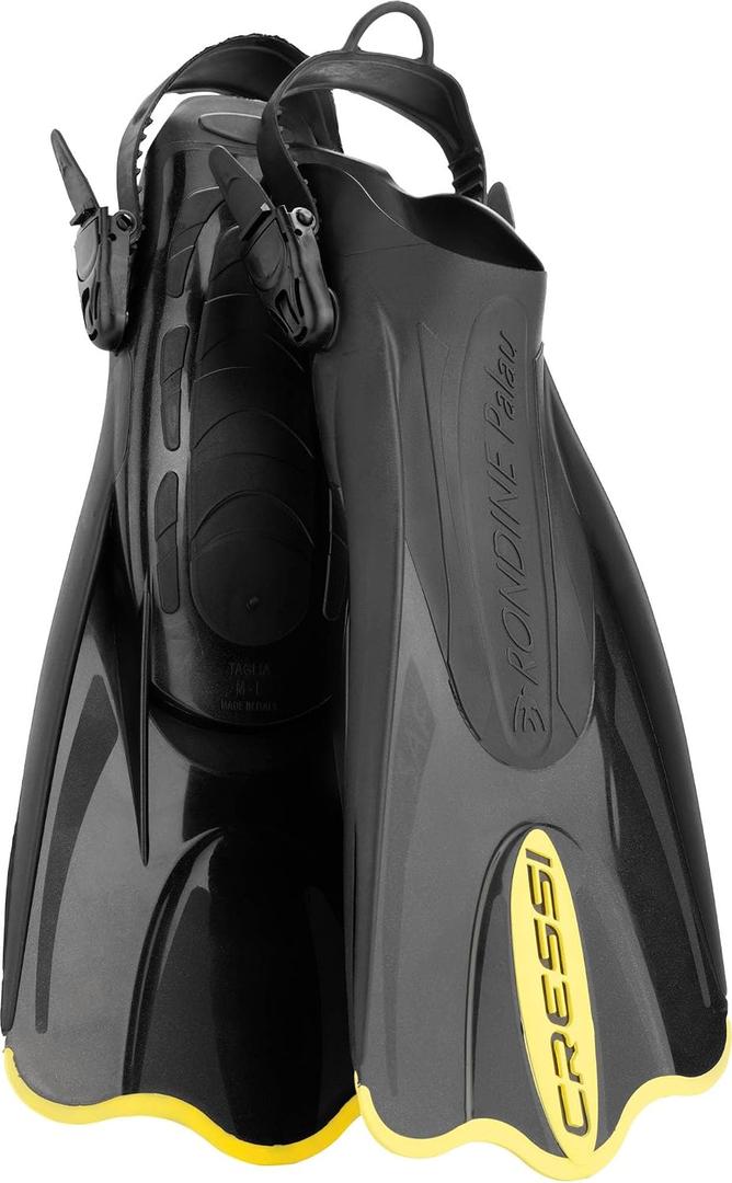 Cressi Short Open Heel Swim Fins - Adjustable Fit for Snorkeling, Easy-Kick Swimming Fins - Secure Heel Strap for Diving Gear