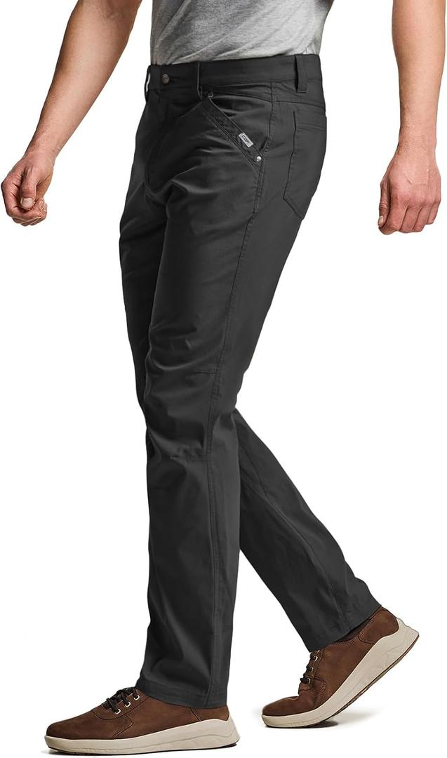 CQR Men's Vent Stretch Pants, Quick Dry Lightweight Casual Cargo Pants, Water Resistant Straight-Fit Utility Work Pants (34W x 30L, Sedona Urban Pants Carbon Black)