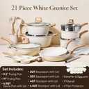 CAROTE 21Pcs Pots and Pans Set, Nonstick Cookware Sets, White Granite Induction Cookware Non Stick Cooking Set w/Frying Pans & Saucepans(PFOS, PFOA Free), 21 Piece