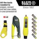 Klein Tools VDV002-818 Coax Install and Test Kit with Crimp Tool, Includes Tester, Stripper and Universal F Connectors