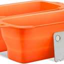 2 PCS Fold Silicone Grease Cup Liners for Blackstone Griddle Accessories, Reusable Grease Catcher & Grease Gate Fits 36 28 22 17 Inch Blackstone Grill, Drip Pan Liners Blackstone Accessories (Orange)