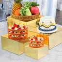 Geelin 8 Pack Acrylic Buffet Risers - 3 to 10 Inch Decorative Cube Boxes, Display Stands with Hollow Bottoms for Food Jewelry Table Display Supplies(Gold,Flat)