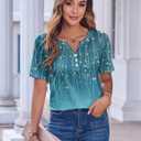 Zeagoo Womens Summer Tops Casual Short Sleeve V Neck Shirts Business Dressy Work Blouses (Blue, XL)