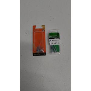 Pack of 2: 1) Hillman 852412 .063 x 11/16 in. Zinc-Plated Small Eye Screw Eye 14-Pack; 2) Zinc-Plated Wood Screws 6 x 1 1/2 12 Pcs