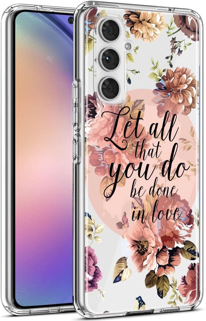 HONNKY for Samsung Galaxy A54 5G Case,Slim Flexible TPU Bumper Shockproof Protective Phone Case Cover for Galaxy A54 Case 6.4 inch(Flower)