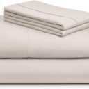 LuxClub 4 PC Queen Sheet Set, Breathable Luxury Bed Sheets, Deep Pockets 18" Wrinkle Free Cooling Sheets Machine Washable Hotel Bedding Silky Soft - Cream Queen