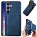 CCSmall Case for Samsung Galaxy S25 Detachable Magnetic Wallet with Card Holder, Retro PU Leather Phone Case Cover with Card Slots for Samsung Galaxy S25 [2 in 1] Blue