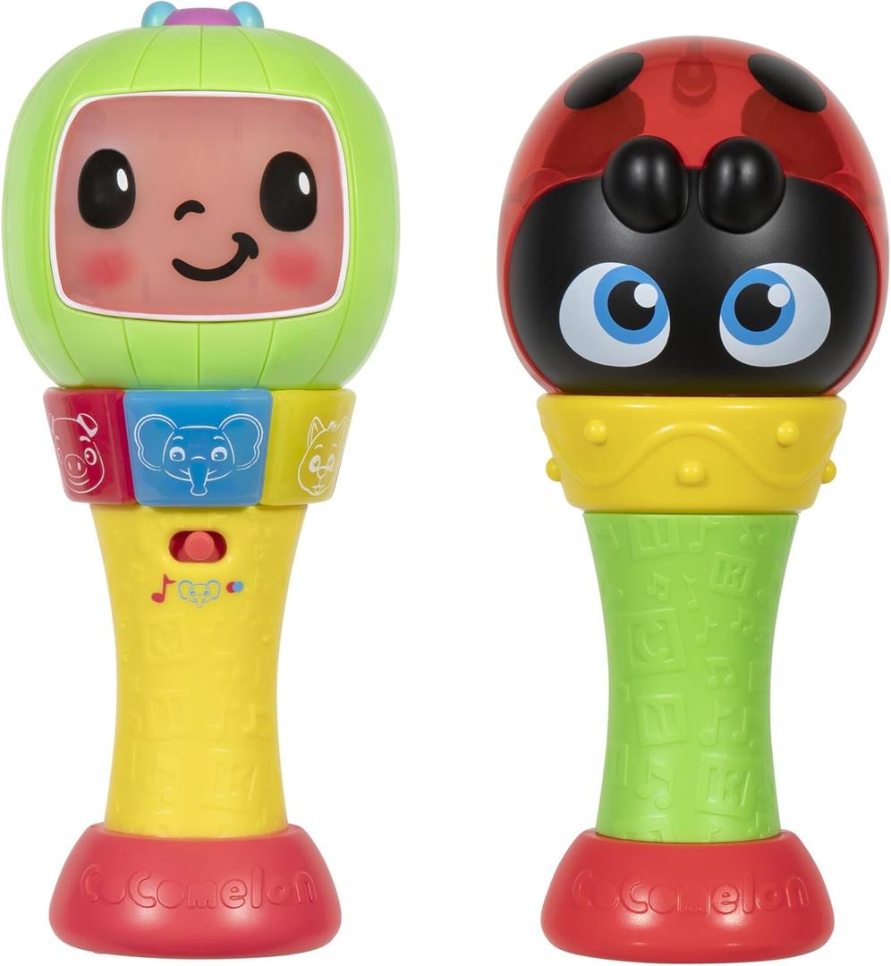 CoComelon Sing n Play Maracas, 3 Play Modes - Plays 6 Fan Favorite Song Clips, Learn Animal Sounds and Colors - Lights Up - Two Maracas - Musical Instruments for Kids, Toddlers, and Preschoolers