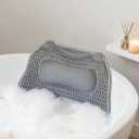 Bath Pillow with 48 Strong Suction Cups - 4D Air Mesh Bathtub Pillow for Neck, Head, Shoulder & Back Support - Extra Thick, Quick-Drying Spa Pillow with Built-in Hook(Grey)