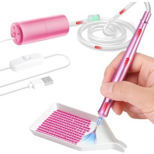 Electric Diamond Painting Pen, Diamond Art Accessories No Wax Needed, E-Painter Vacuum Pen for Diamond Painting with Storage Tray, Diamond Art Pens Tools, Quiet and Stable (Pink)