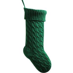meioro 18 Inches Christmas Stockings, Large Size Cable Knitted Xmas Stocking for Kids, Fireplace Hanging Stockings for Family Holiday Party Decorations (Green)