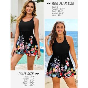 HUSKARY One Piece Swim Dress for Women Swimsuits 2026 Tummy Control Adjustable Strap Modest Cute Bathing Suit