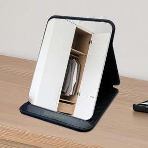 2 x gogofree Foldable Desktop Mirror, 8"  6" Adjustable Angle Makeup Mirror with Stand, Black Small Mirror for Travel Camping and Home (Black)