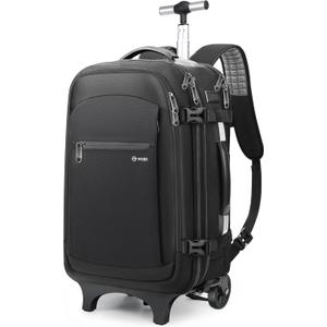 Vacuum Backpack Travel with Pump - 60L Expandable Airback Backpack w/Detachable Wheels, Vacuum Seal Compression Easyvacpack for Traveler Graduate, Water Resistant Carry-On Luggage, TSA Lock - Black